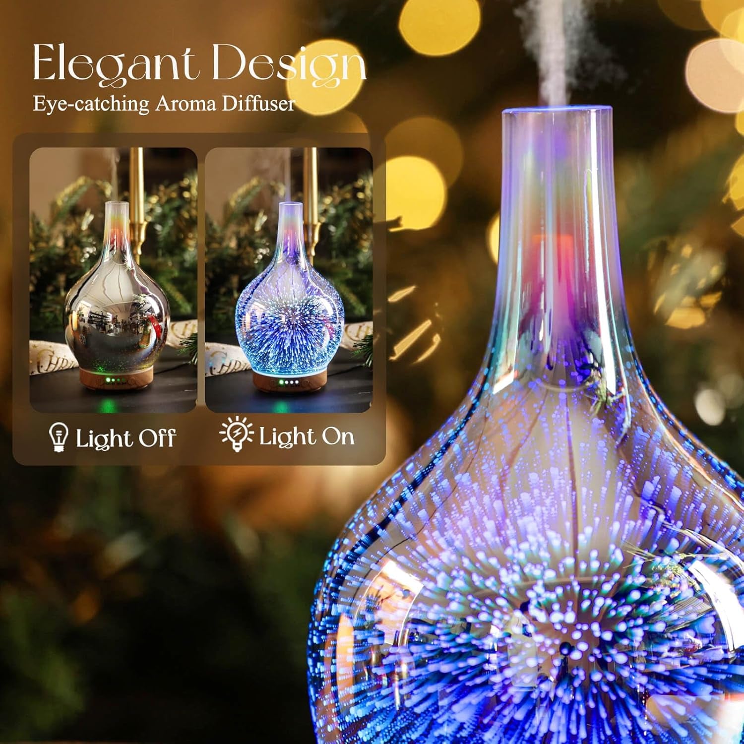 Porseme Ultrasonic 3D Essential Oil Diffuser and Cool Mist Humidifier, 150ml Capacity, 6-Hour Runtime, Auto Shut-Off, Air Freshener for Home, Office, Yoga, Nursery, and Sleep Environments