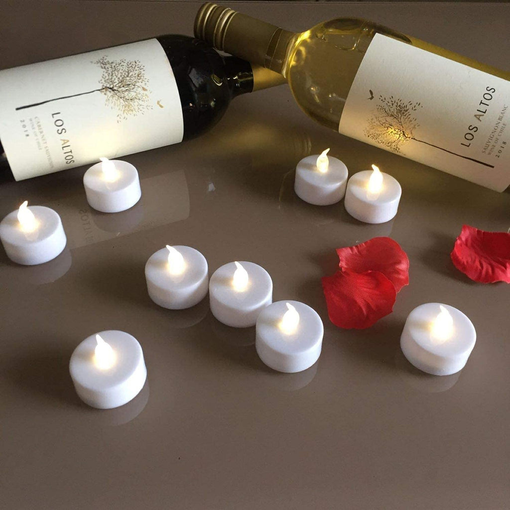 VETOUR Flameless LED Tea Light Candles - Realistic Flickering Effect, Long-Lasting Battery Operated, 24-Pack White Electric Candles for Party Decorations and Gift Ideas