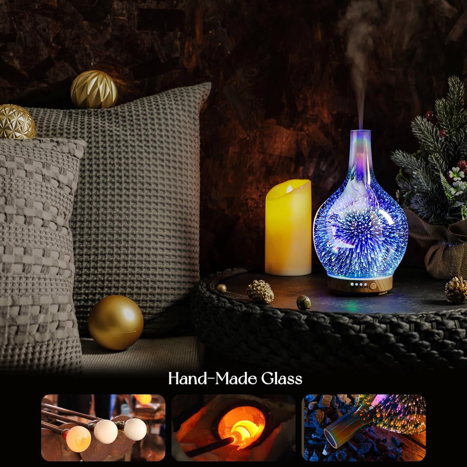 Porseme Ultrasonic 3D Essential Oil Diffuser and Cool Mist Humidifier, 150ml Capacity, 6-Hour Runtime, Auto Shut-Off, Air Freshener for Home, Office, Yoga, Nursery, and Sleep Environments
